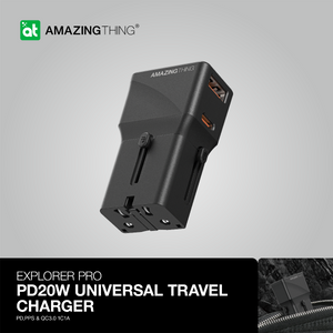 AMAZINGTHING Explorer Pro Universal Travel Adaptor 2 Port USB-C Fast Charge