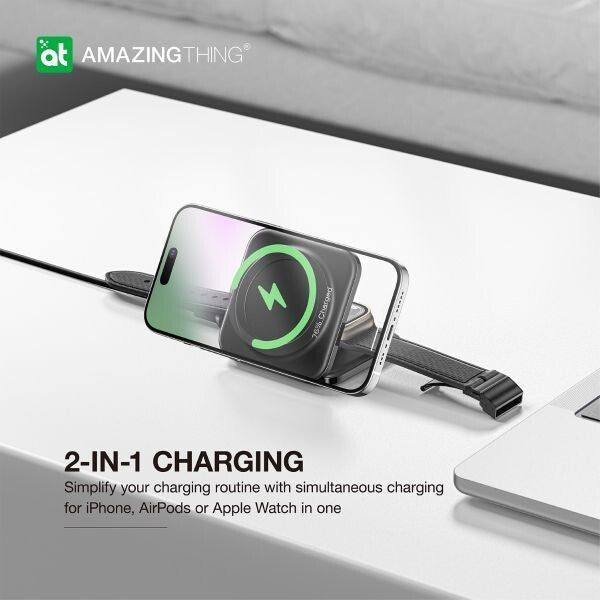 AMAZINGTHING Pro Mag 2 in 1 Magsafe Wireless Charger Stand Station for iPhone 16