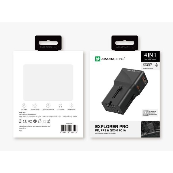 AMAZINGTHING Explorer Pro Universal Travel Adaptor 2 Port USB-C Fast Charge