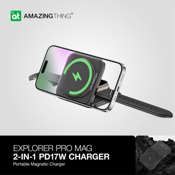 AMAZINGTHING Pro Mag 2 in 1 Magsafe Wireless Charger Stand Station for iPhone 16