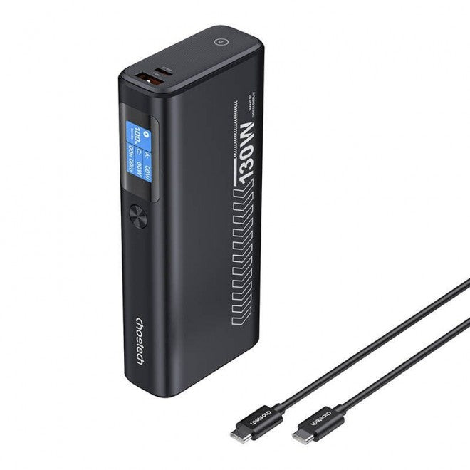 Choetech 20000mAh PD130W Laptop Power Bank USB-C USB-A with TFT Display