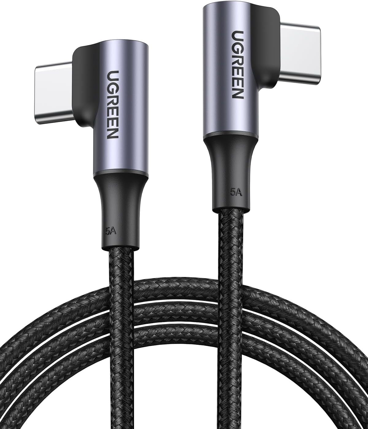 UGREEN 100W USB-C to USB Type-C Right Angle PD Fast Charging Braided Cable