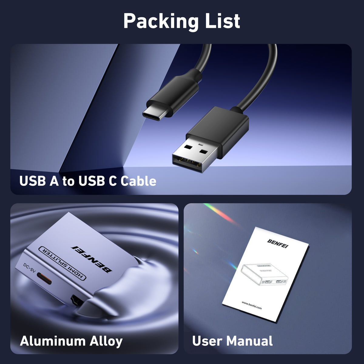 BENFEI HDMI Splitter 1 In 2 Out details