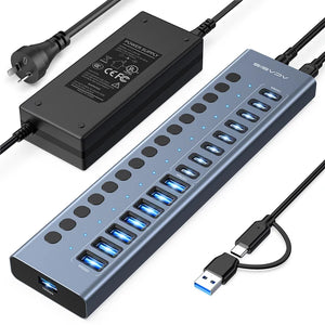 ACASIS 16 Port USB 3.2 Powered Hub 10Gbps 8 USB-A 8 USB-C for PC Laptop