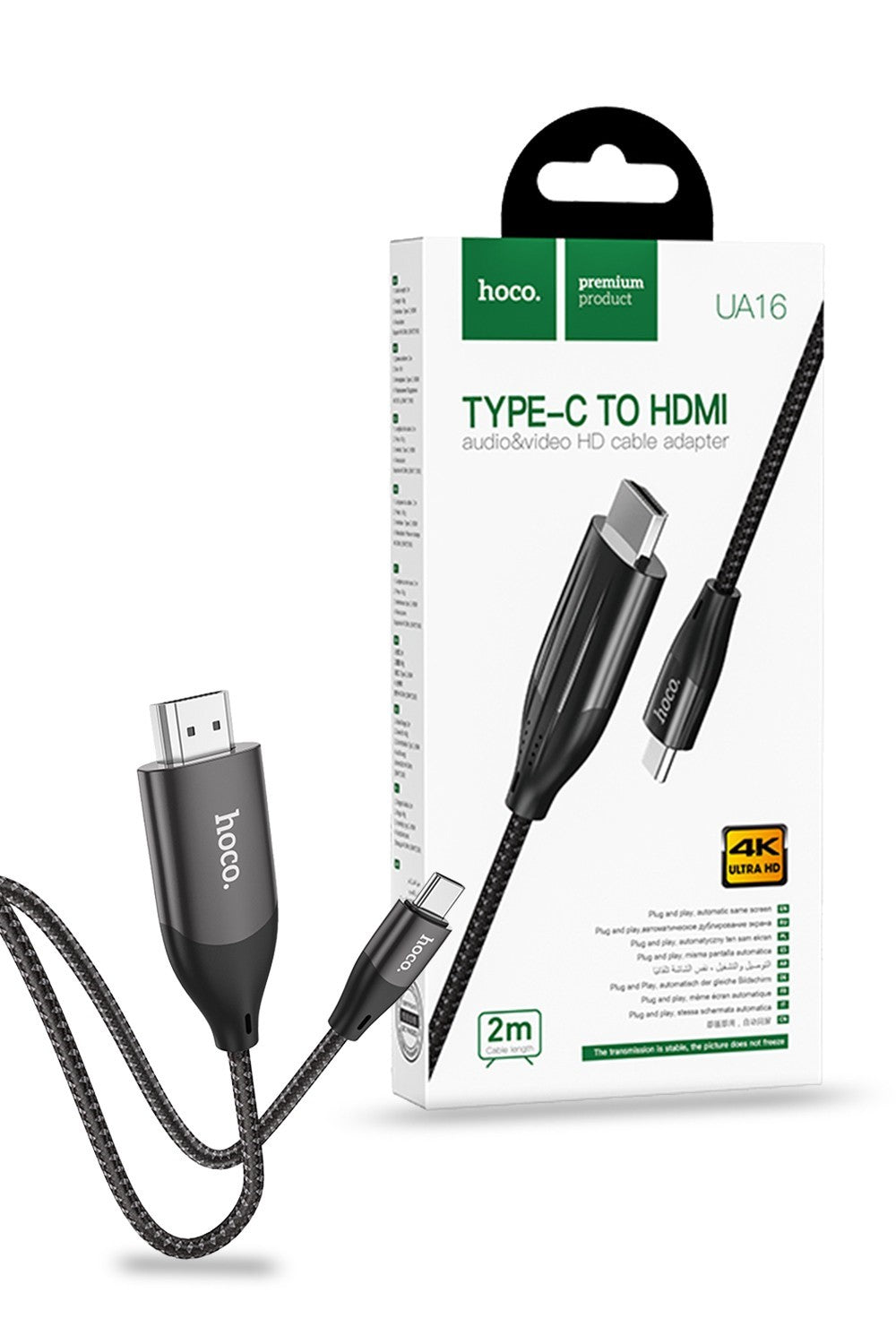 Hoco USB-C Type-C to HDMI Braided Cable 4K 2m UA16
