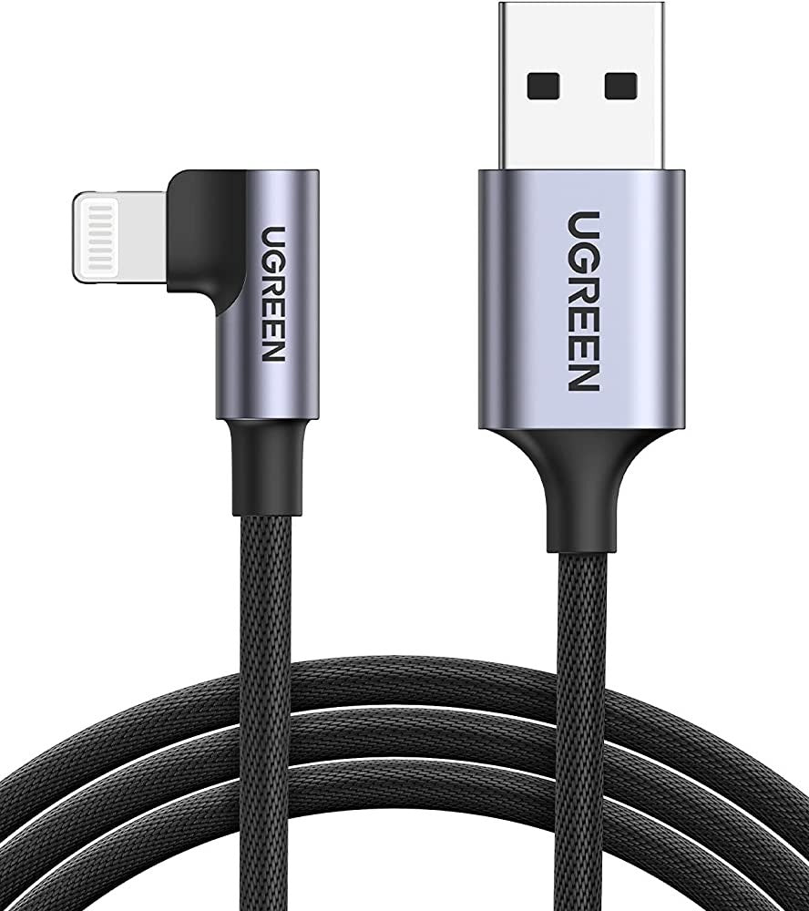 UGREEN Lightning to USB MFi Certified Right Angled Braided Fast Charge Cable