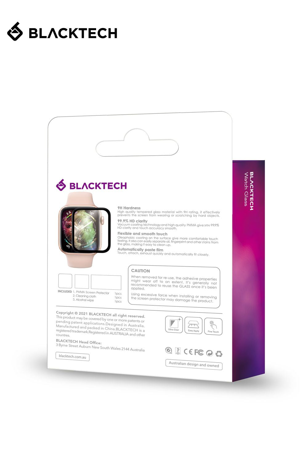 Blacktech Apple Watch PMMA Nano Screen Protector for 41mm Series 7/8/9