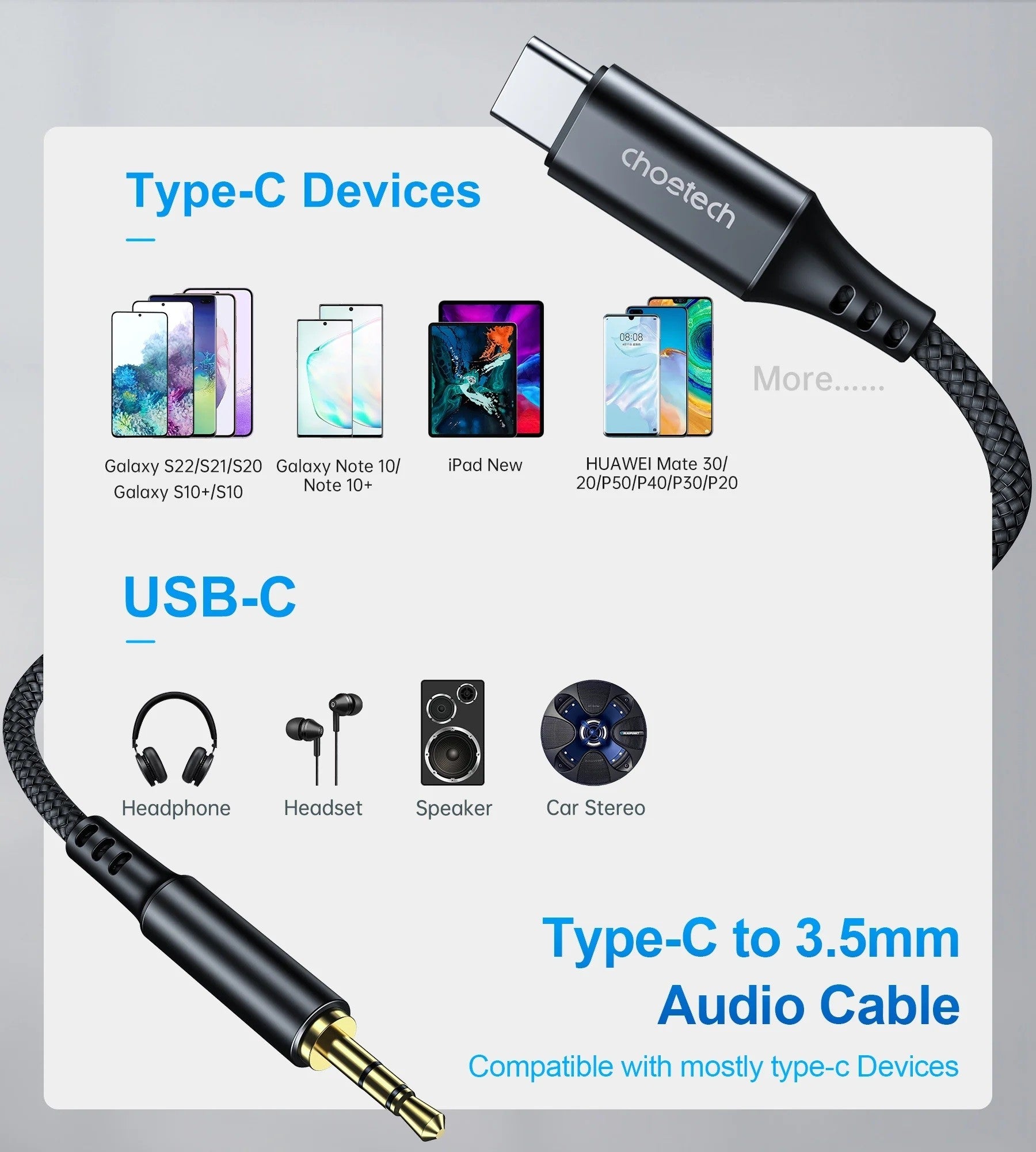 Choetech USB-C to 3.5mm AUX Cable with DAC Chip