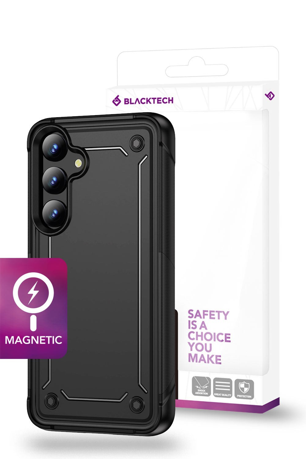 Blacktech Samsung Galaxy S25 Ultra Armor Grip Protective Rugged Shockproof Case