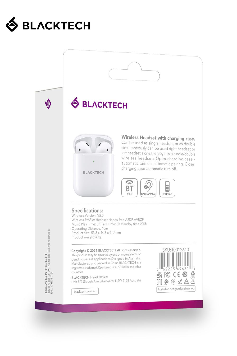 Blacktech aSeries 2 Bluetooth Wireless Hi-Fi Earphones Handsfree
