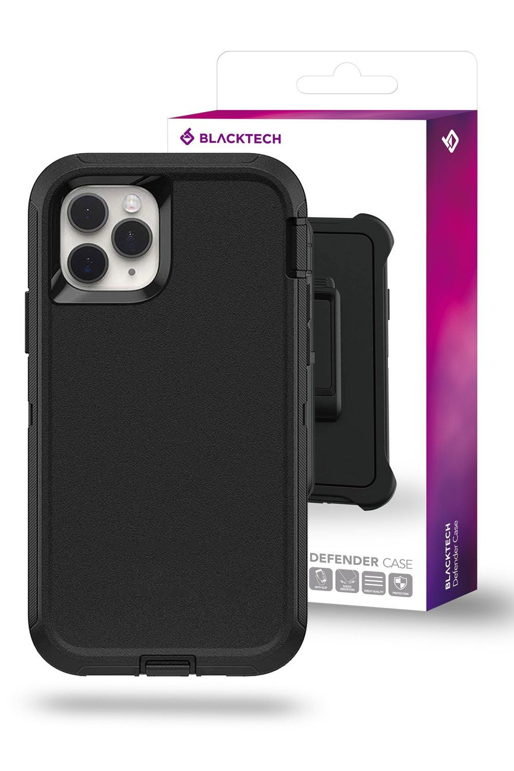 Blacktech iPhone 12/Pro Defender Heavy Duty Shockproof Case