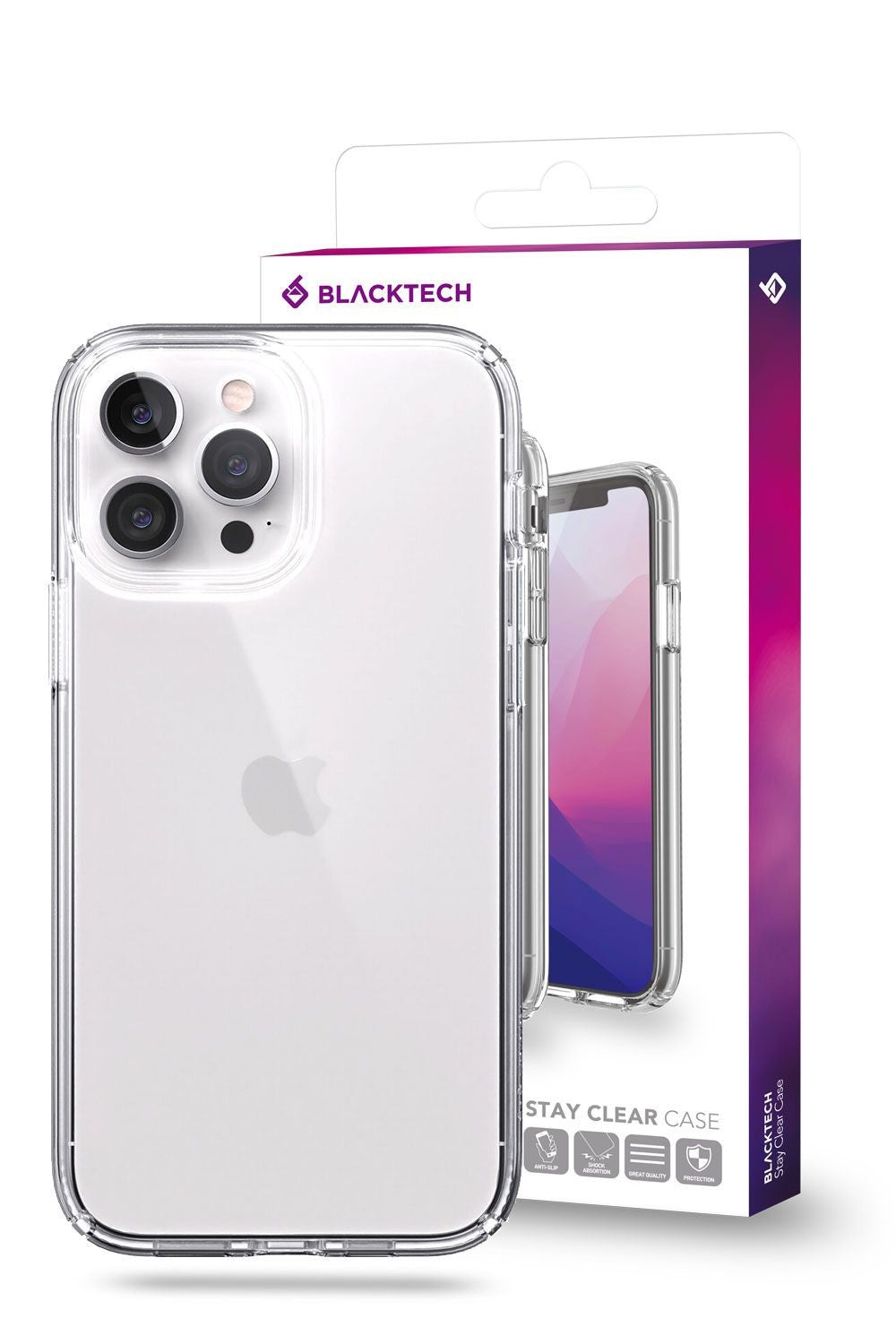 Blacktech iPhone 12 / Pro Stay Thick Rugged Clear Protective Case