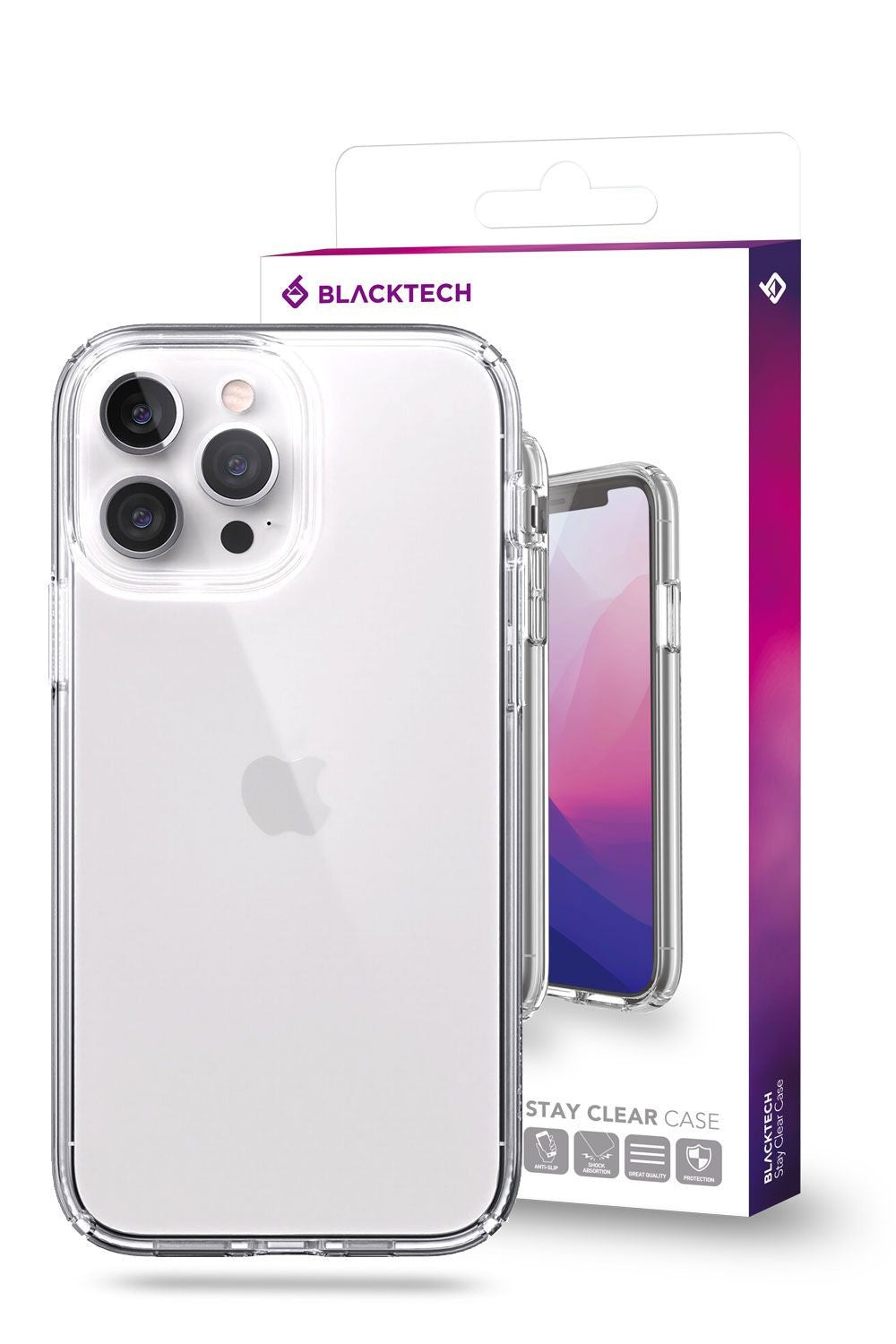 Blacktech iPhone 12 Mini Stay Thick Rugged Clear Protective Case