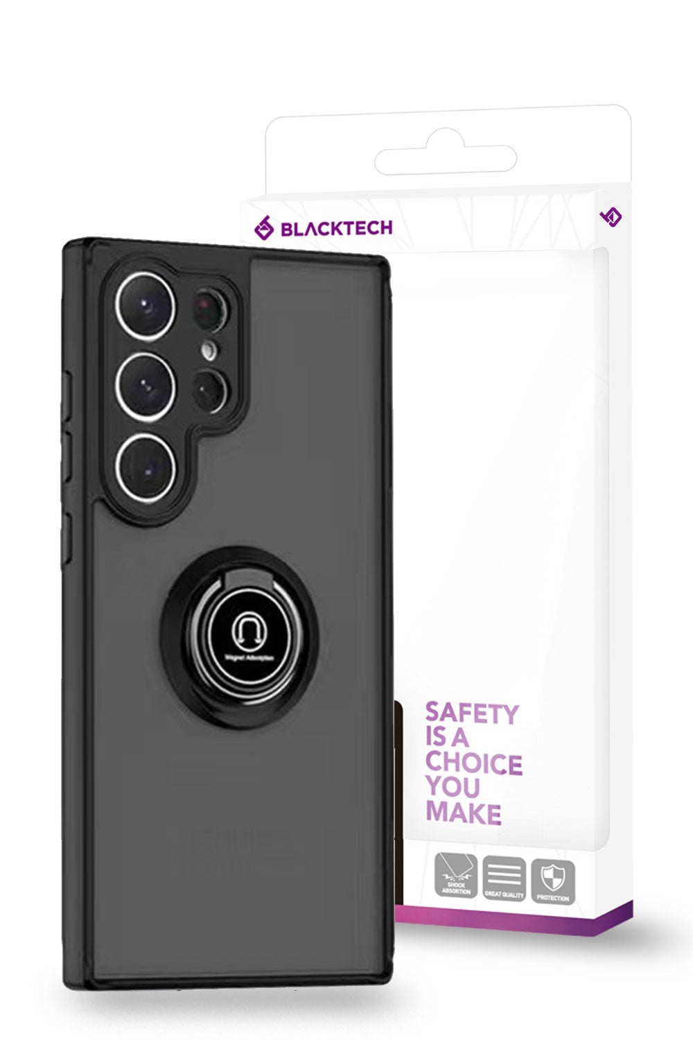 Blacktech Samsung Galaxy S25 Magnetic Ring Stand Protective Hard Case