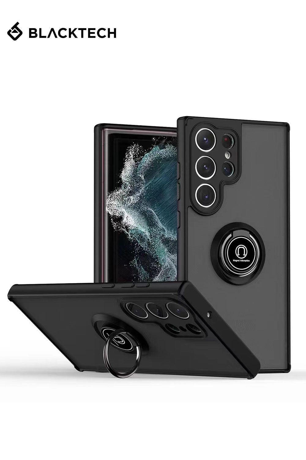 Blacktech Samsung Galaxy S25 Magnetic Ring Stand Protective Hard Case