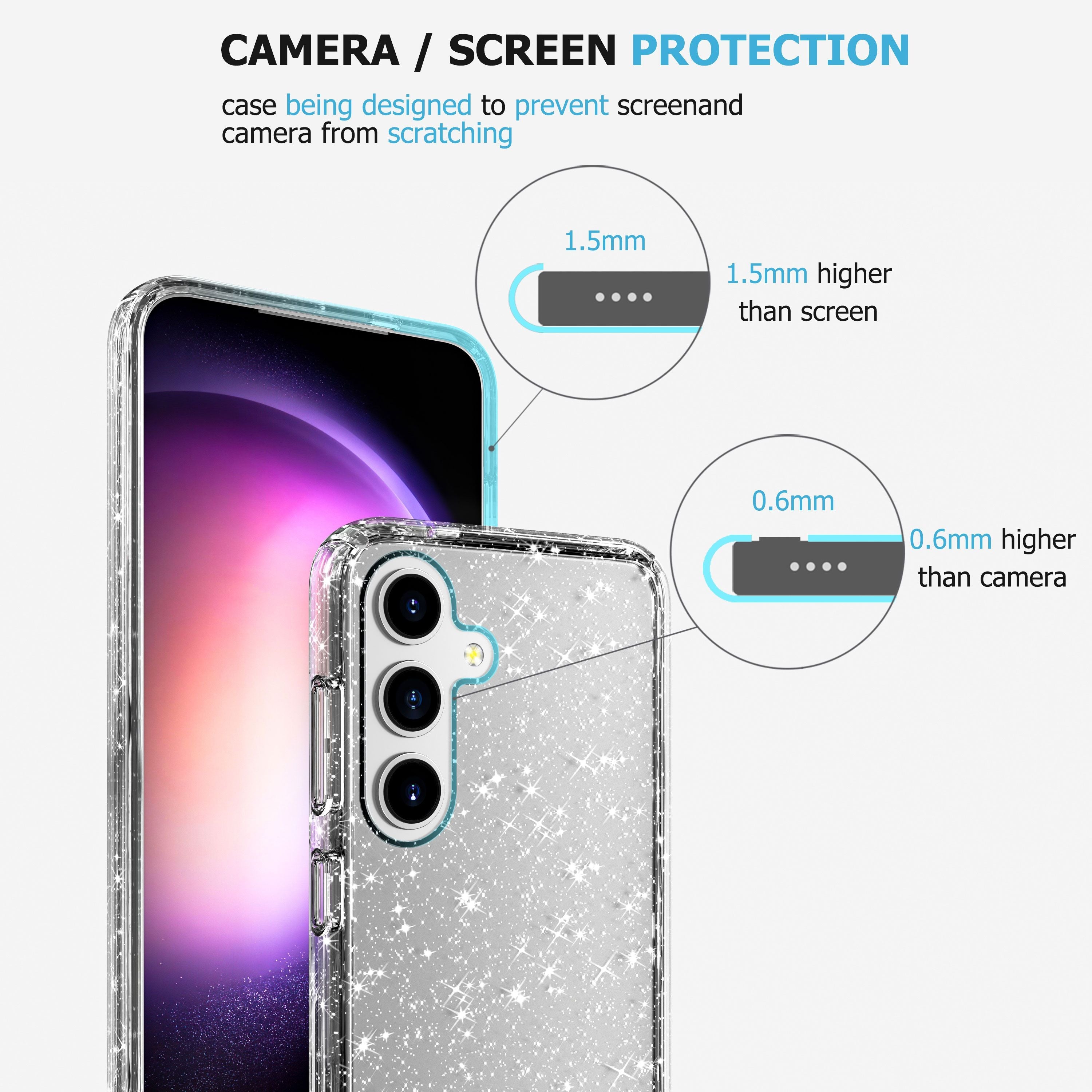 Blacktech Samsung Galaxy S25 Stay Magnetic Magsafe Clear Rugged Glitter Case