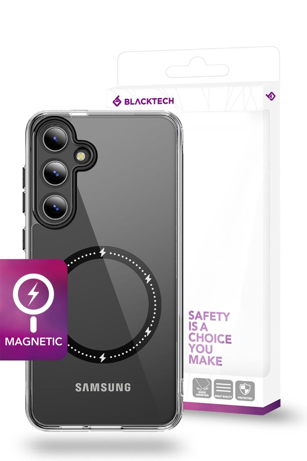 Blacktech Samsung Galaxy S25 Magnetic Magsafe Protective Shockproof Airbag Case