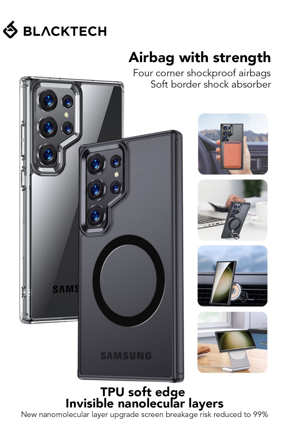 Blacktech Samsung Galaxy S25 Ultra Aero Glide Magnetic Magsafe Protective Bumper Case