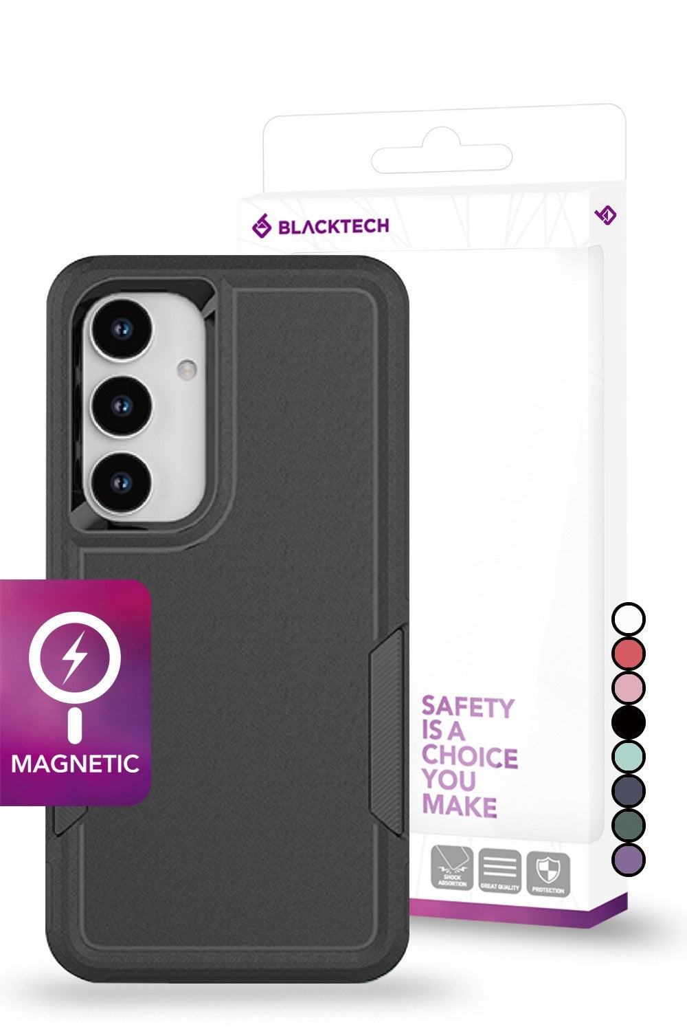Blacktech Samsung Galaxy S25 Commuter Magnetic Magsafe Heavy Duty Bumper Case