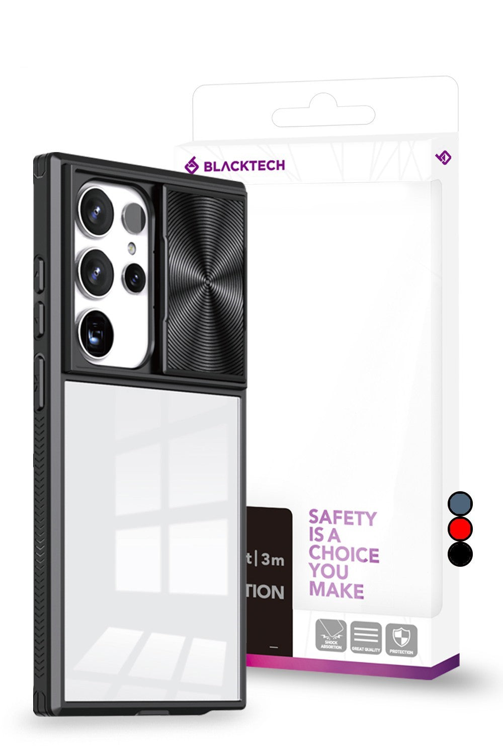Blacktech Samsung Galaxy S25 Ultra Hybrid Protective Case with Camera Slider