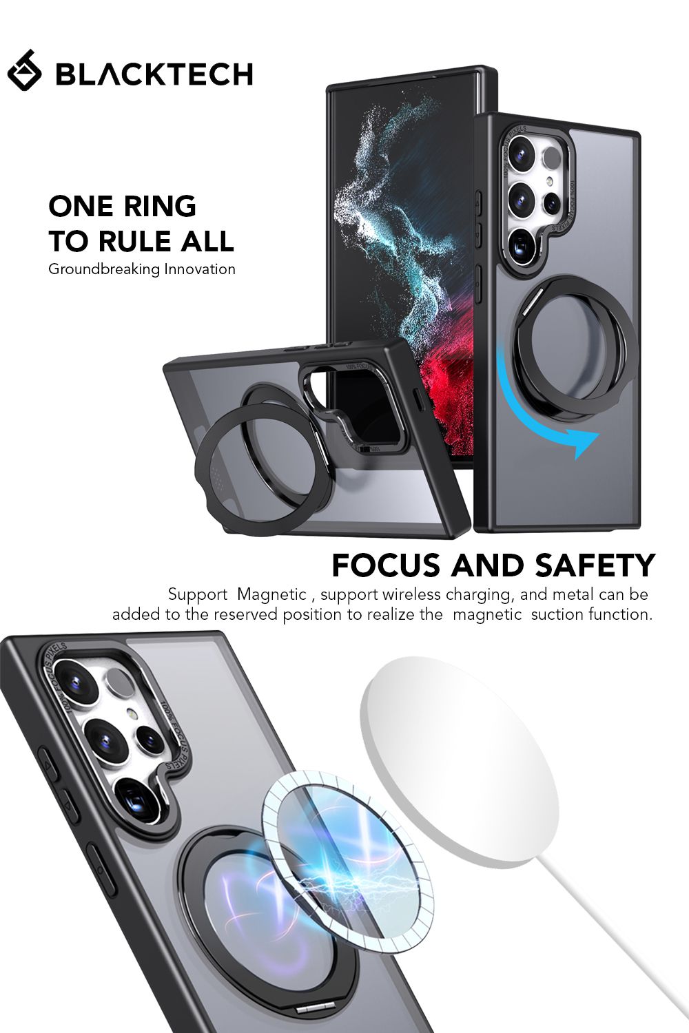 Blacktech Samsung Galaxy S25 Flex Wave Magnetic Magsafe Protective Slim Case