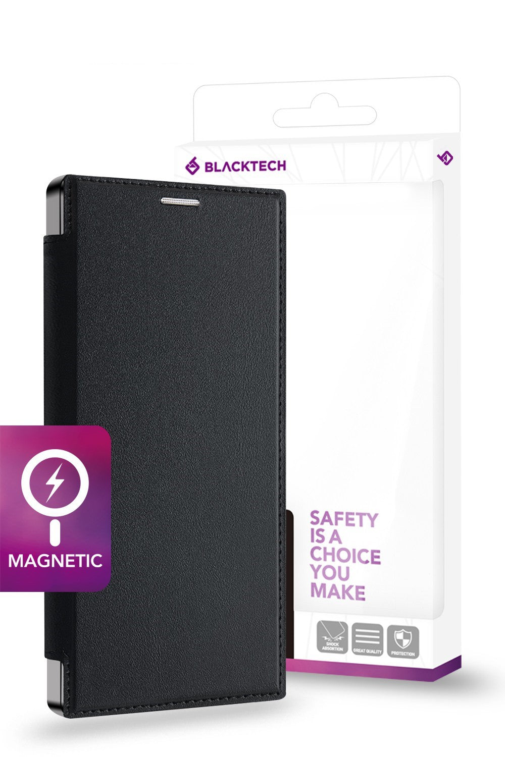 Blacktech Samsung Galaxy S25 Leather Lux Magnetic Magsafe Protective Flip Case