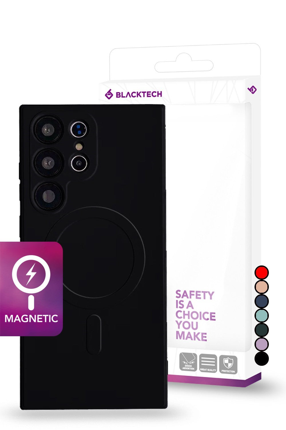 Blacktech Samsung Galaxy S25 Ultra Magnetic Magsafe Slim Rubber Protective Case
