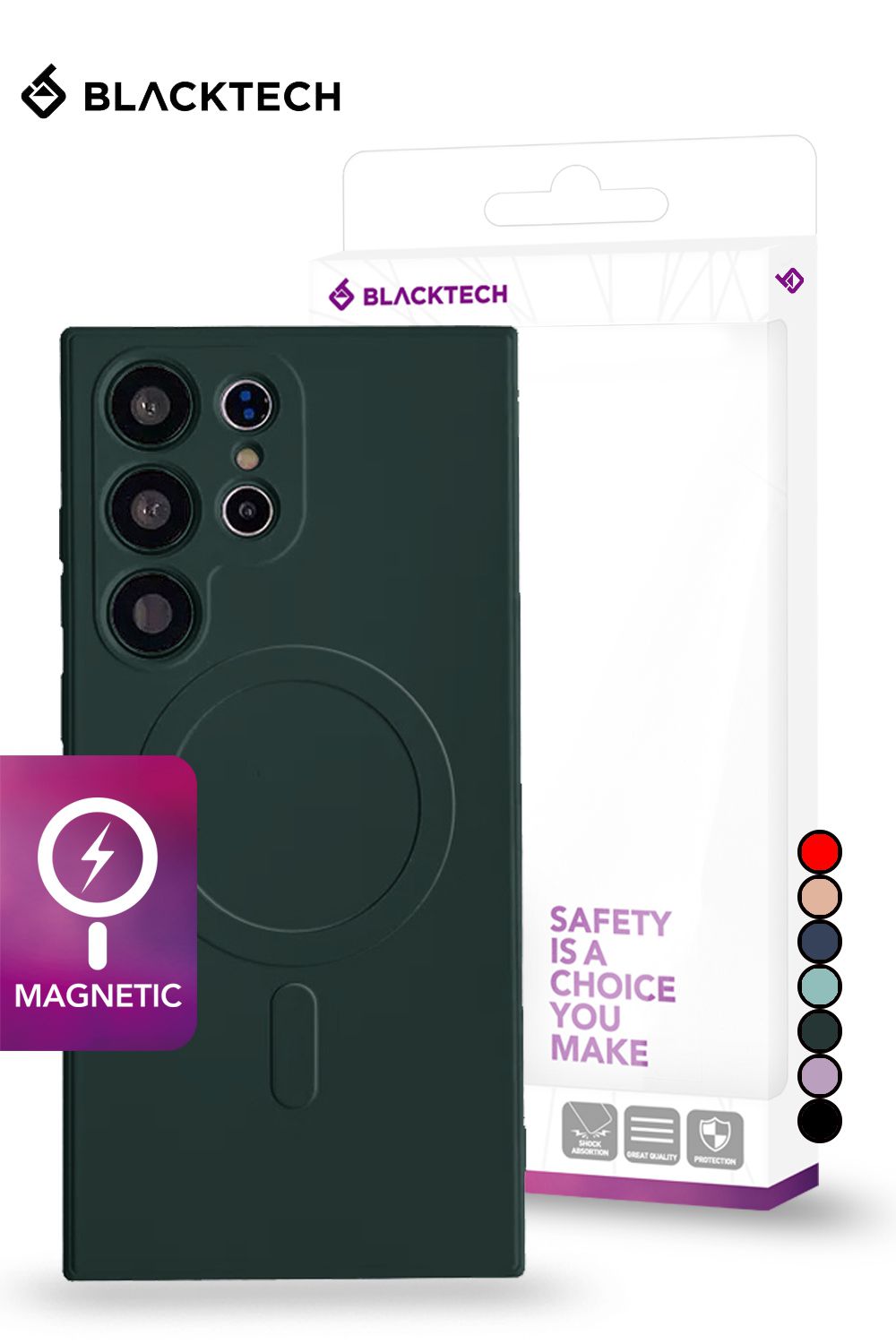 Blacktech Samsung Galaxy S25 Ultra Magnetic Magsafe Slim Rubber Protective Case