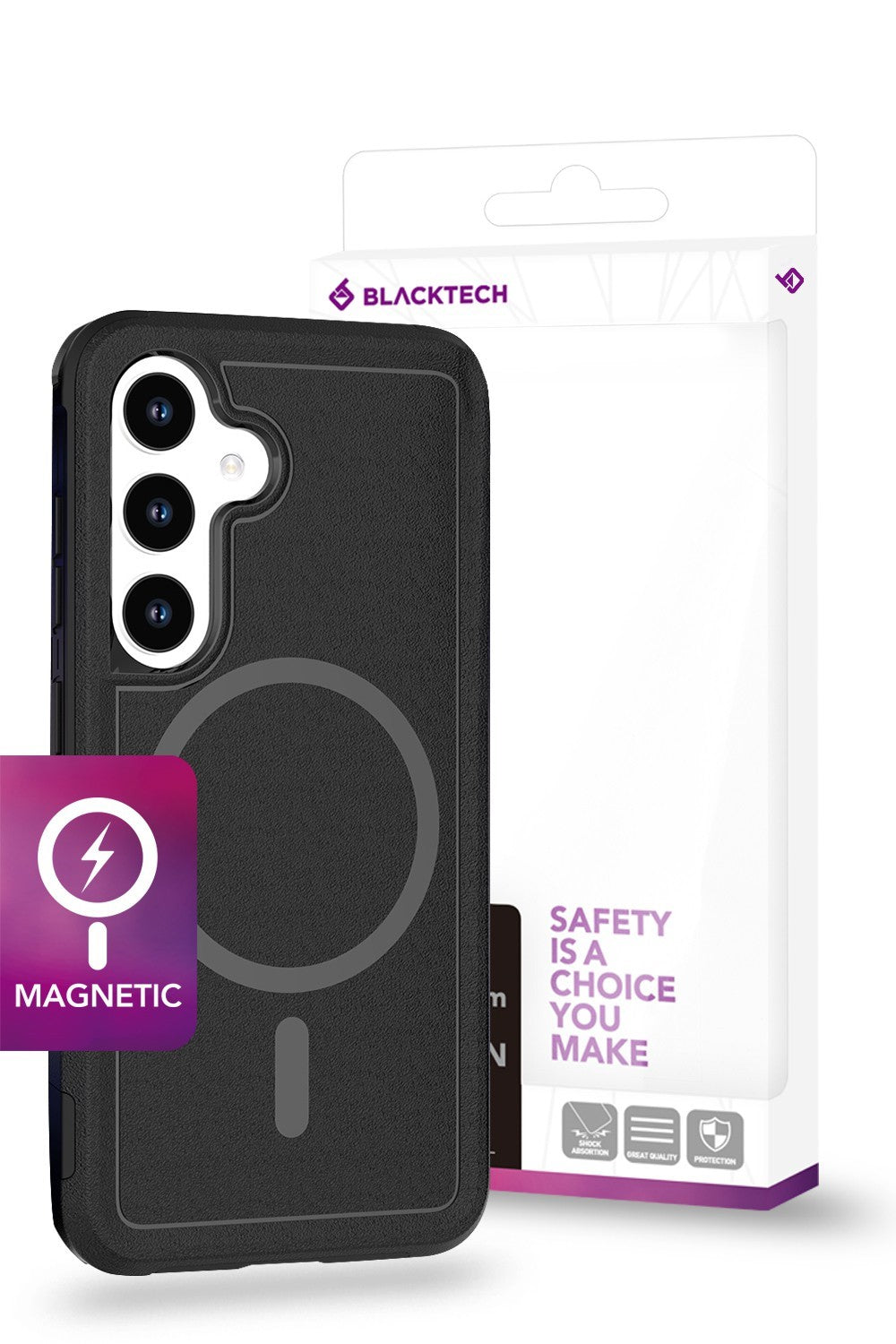 Blacktech Samsung Galaxy S25 Stream Line Magnetic Magsafe Rugged Shockproof Hybrid Case