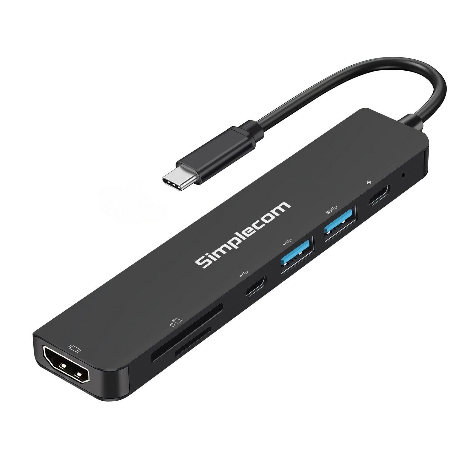 Simplecom 7 in 1 USB-C Adapter Hub USB Hub HDMI Card Reader PD