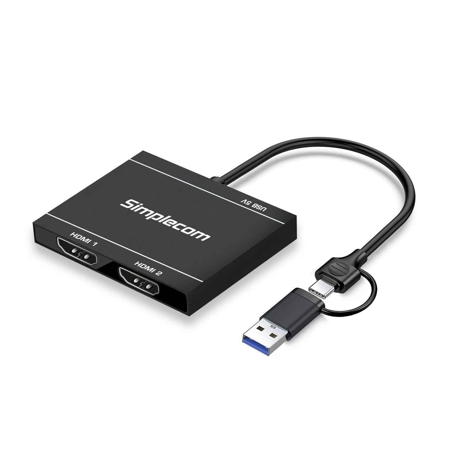 Simplecom USB 3.0 + USB-C to Dual HDMI Display Adapter 1080p Dual Extended Screens