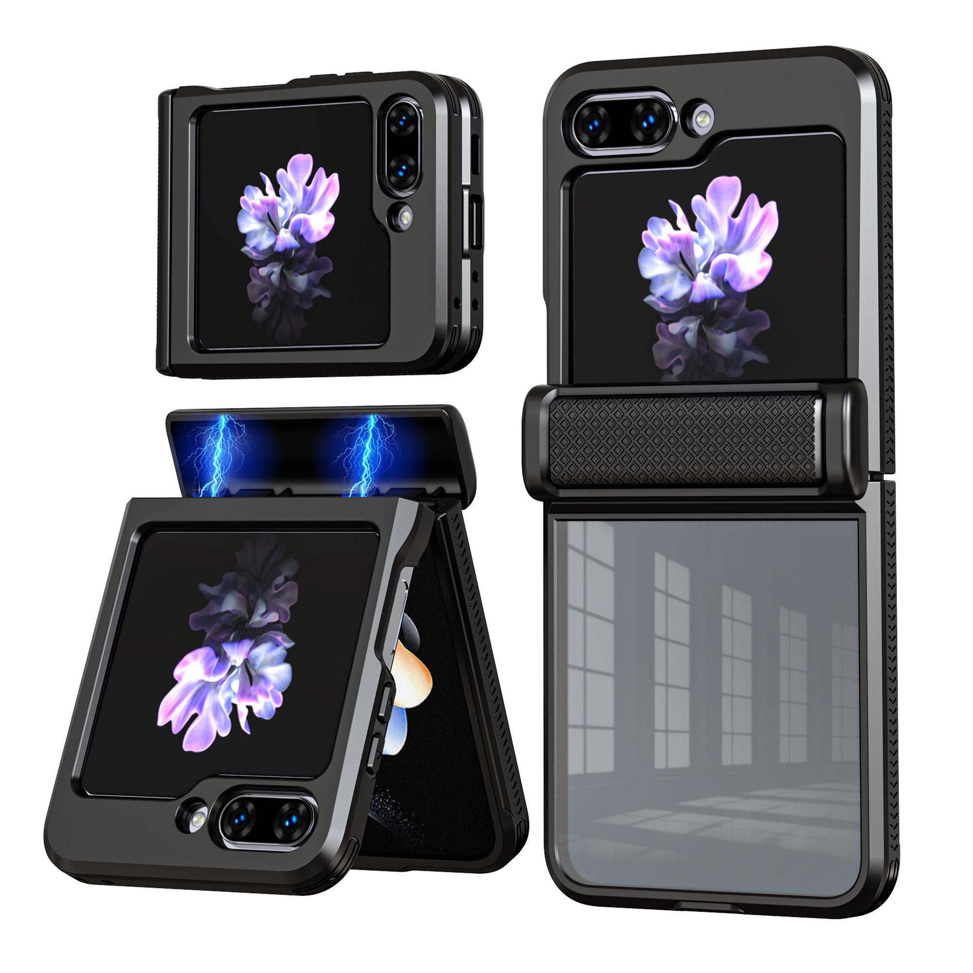 Blacktech Samsung Galaxy Z Flip 5 Hybrid Protective Case with Camera Slider