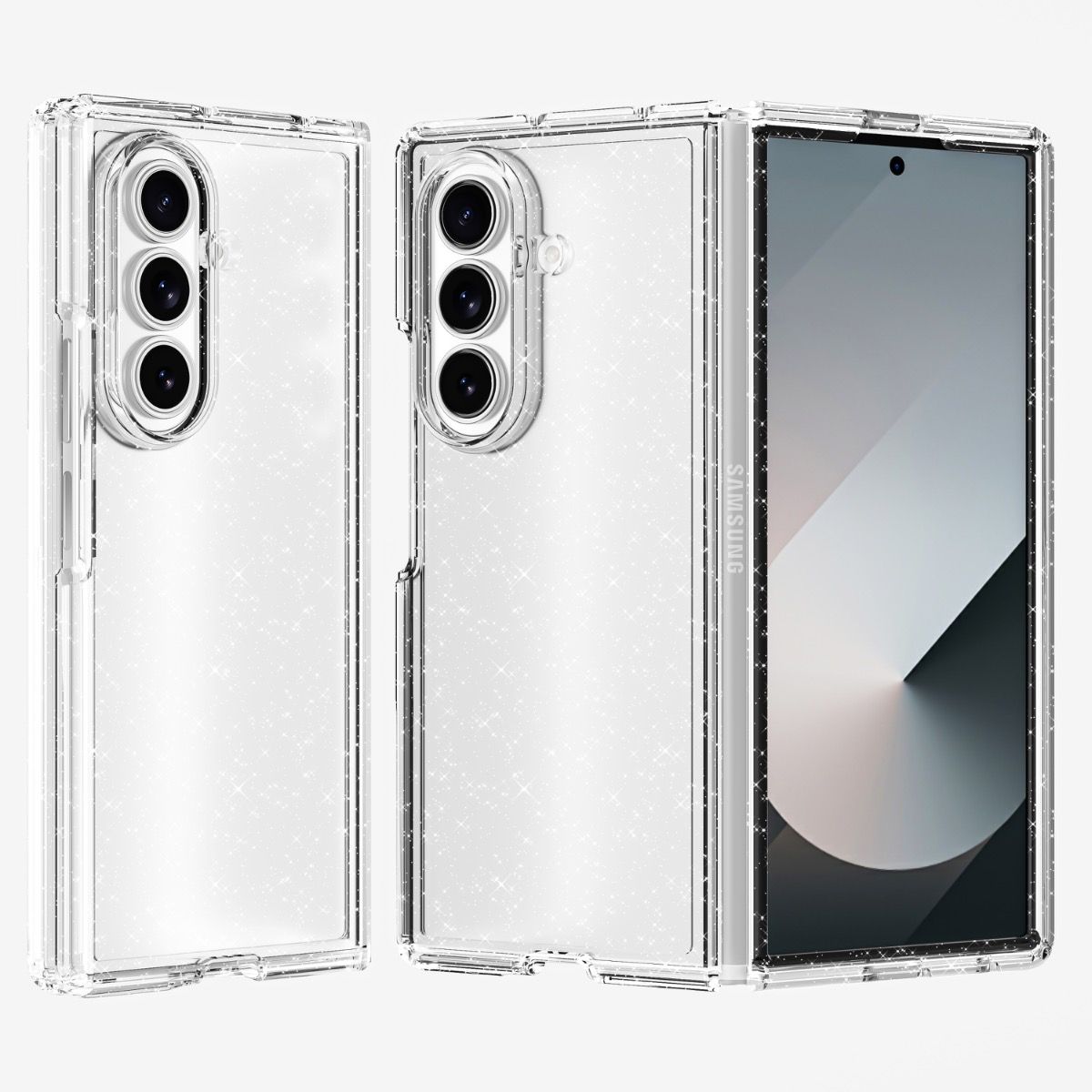 Blacktech Samsung Galaxy Z Fold 7 Stay Magnetic Rugged Glitter Protective Case