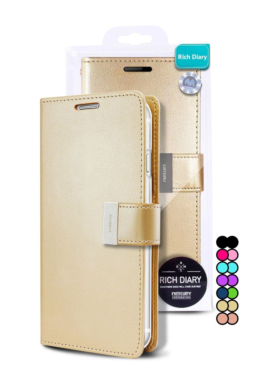 Goospery Mercury iPhone 16 Rich Diary Double Wallet Flip Case