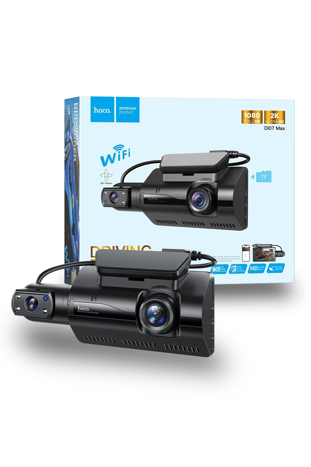 Hoco Car Camera Driving Recorder Dashcam 2K HD Night Vision WIfi DI07 Max