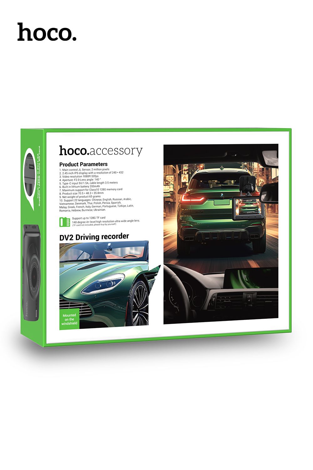 Hoco Car Camera Driving Recorder 1080p Dashcam with Display DV2