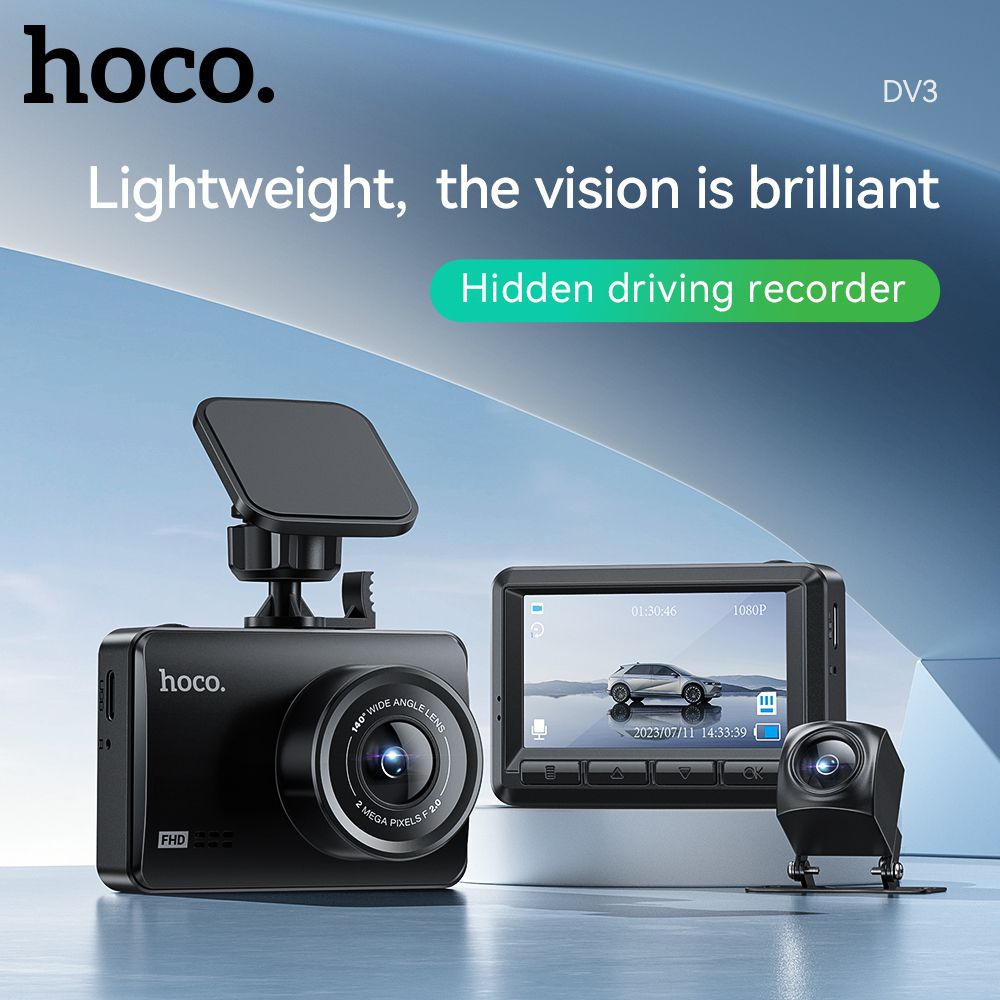 Hoco Car Hoco Car Driving Recorder 1080p Dashcam with Display + Rear View Camer