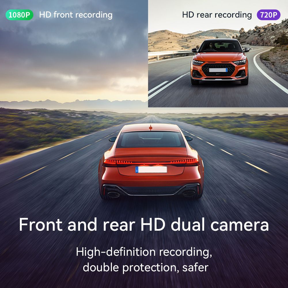 Hoco Car Hoco Car Driving Recorder 1080p Dashcam with Display + Rear View Camer