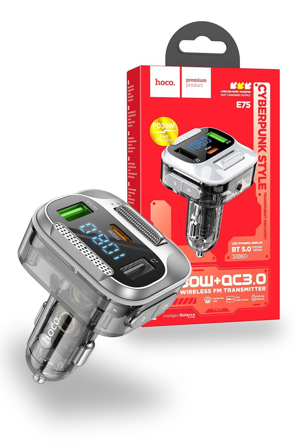 Hoco 30W USB-C Bluetooth Car MP3 FM Radio Transmitter Charger E75