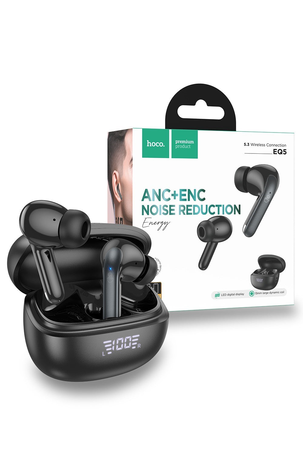Hoco Bluetooth Active Noise Cancelling + ENC TWS Wireless Earbuds EQ5