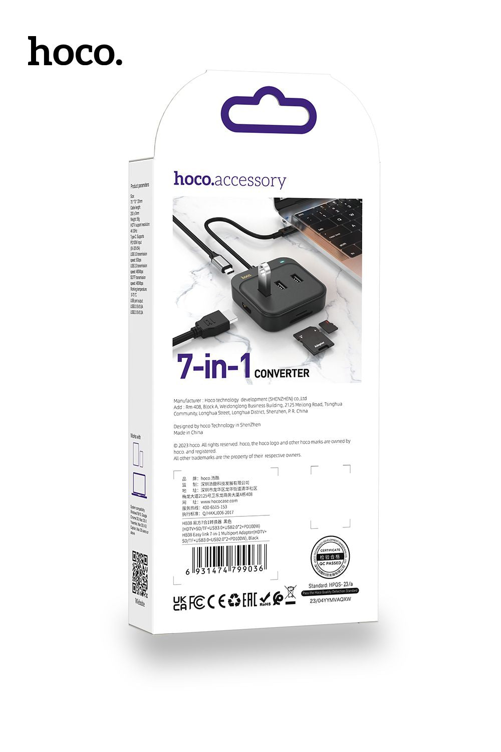 Hoco 7 in 1 USB Type-C Multiport Adapter Hub HDMI HB38