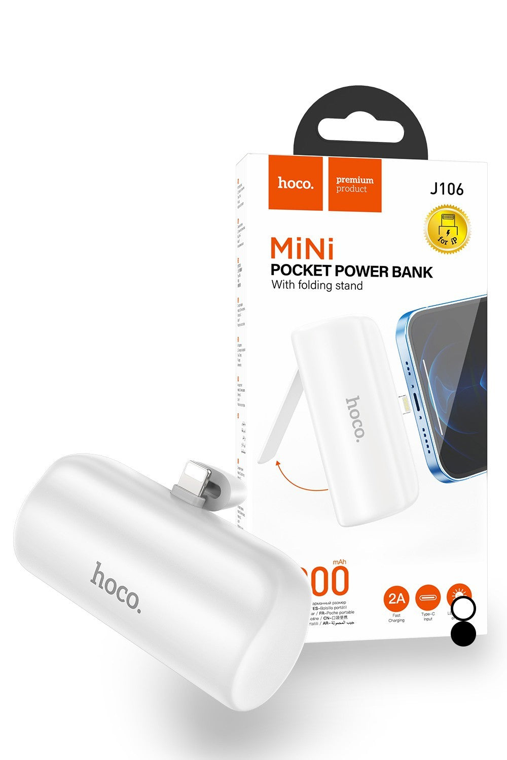 Hoco 5000mAh Mini Compact Powerbank with Lightning Connector + Stand J106