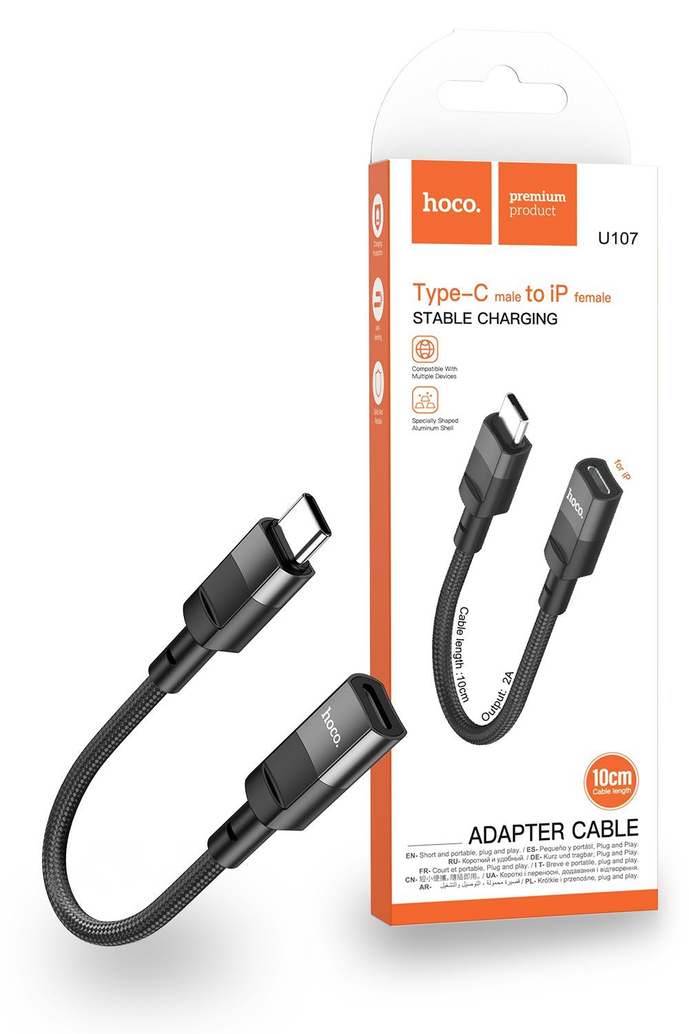 Hoco USB-C Type-C Male to Lightning Female 10cm Adapter Cable for iPhone iPad