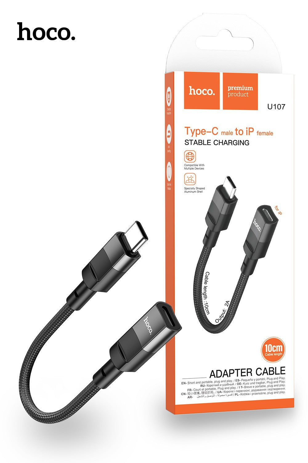 Hoco USB-C Type-C Male to Lightning Female 10cm Adapter Cable for iPhone iPad