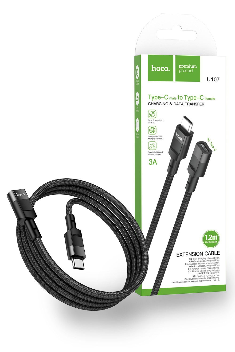 Hoco USB-C to USB-C Extension Cable 1.2m U107