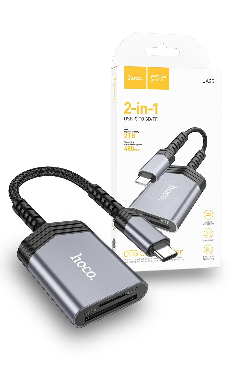 Hoco USB-C Card Reader to USB 2-in-1 OTG Adapter SD TF Reader UA25C