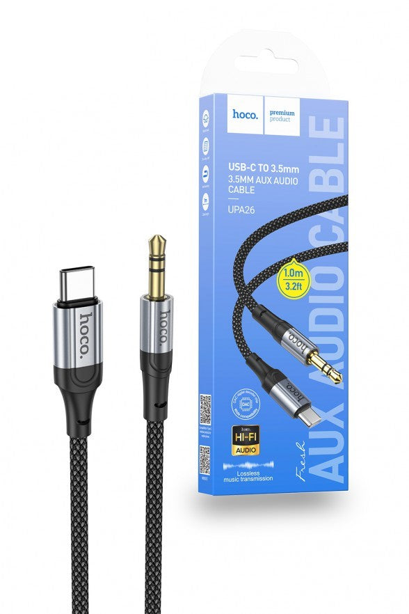Hoco DAC USB-C Type-C to 3.5mm AUX Nylon Braided Cable - 1 metre UPA26C