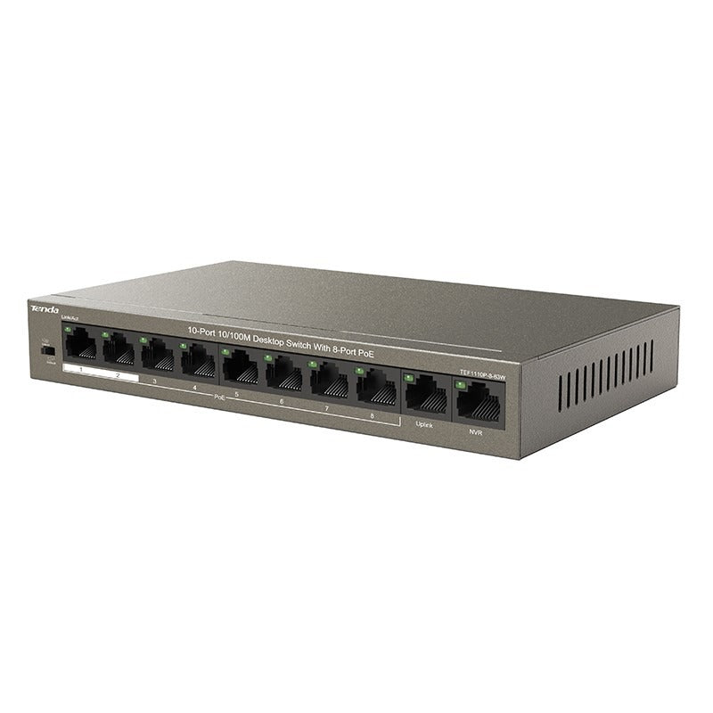 Tenda TEF1110P-8-63W 10-Port Desktop PoE Switch with 8 PoE+ Ports