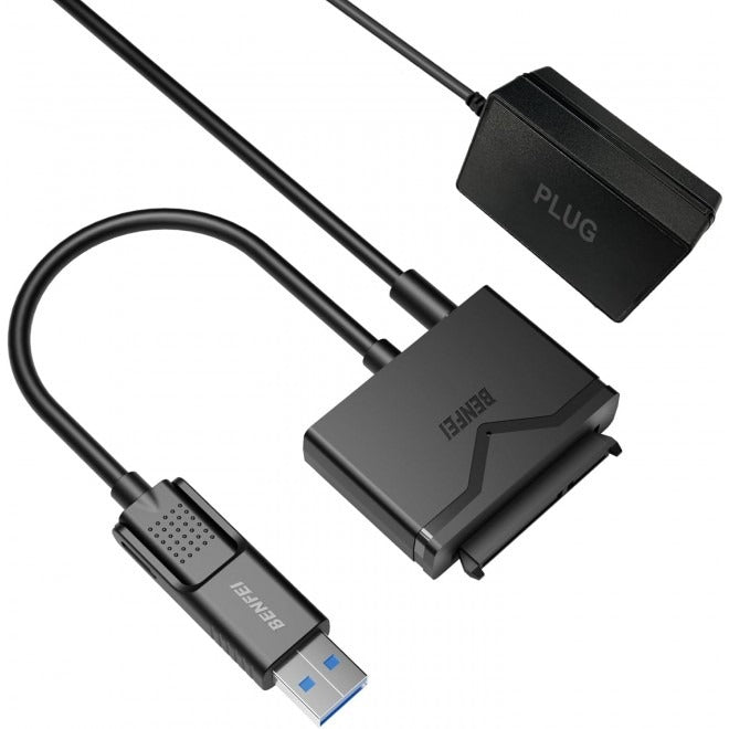 BENFEI USB 3.0 to SATA III HDD Adapter for 2.5/3.5" Drives with 20W GaN Power