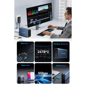 ACASIS Dual Bay RAID Hard Drive Enclosure 2.5/3.5 Inch SATA USB 3.2 5Gbps Dock